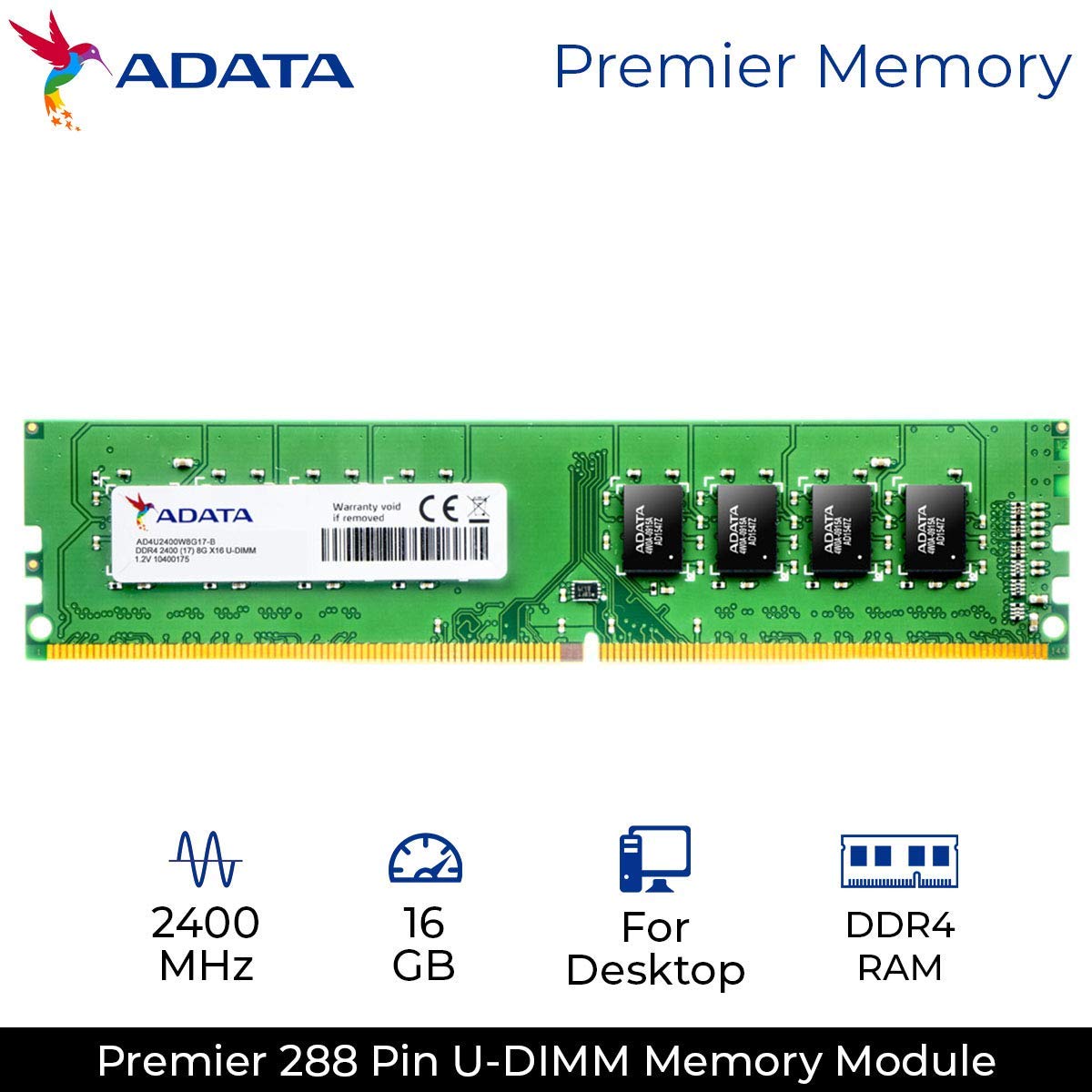 Memória Adata AD4U2400716G17-SGN 16GB 2400MHz DDR4 Desktop